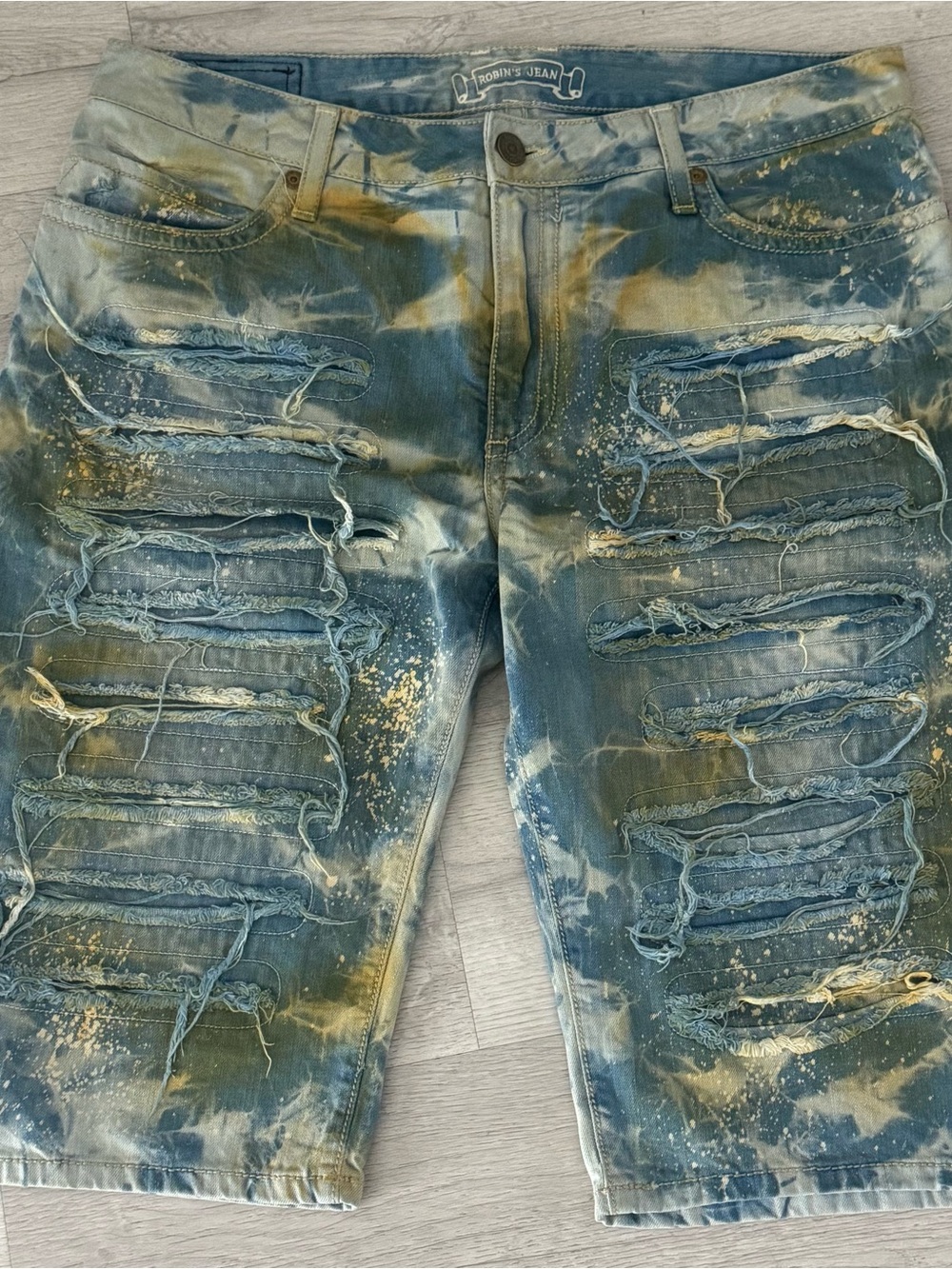 Distressed Blue Tie-Dye Men’s Jeans Shorts by Robin's Jean